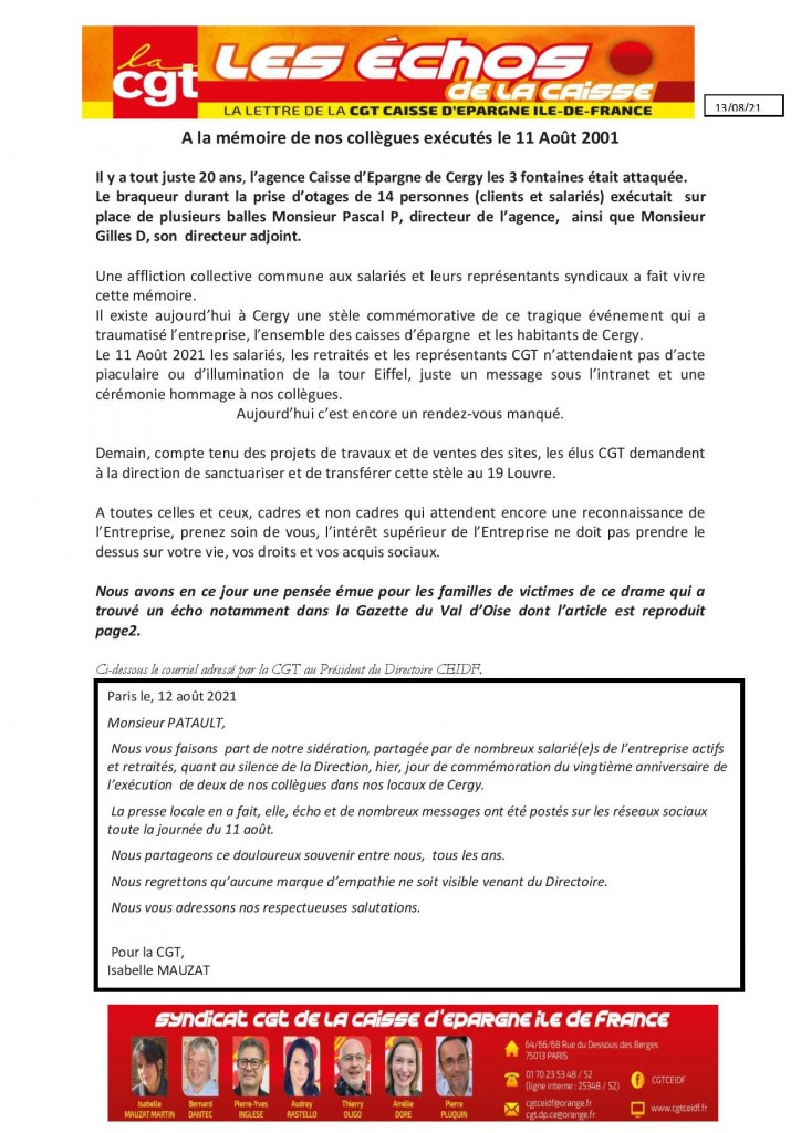 A la mémoire de nos collègues exécutés le 11 Août 2001-page 1