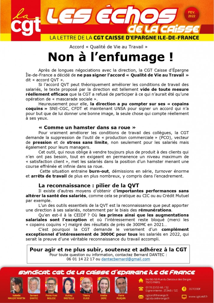 Conditions de travail
